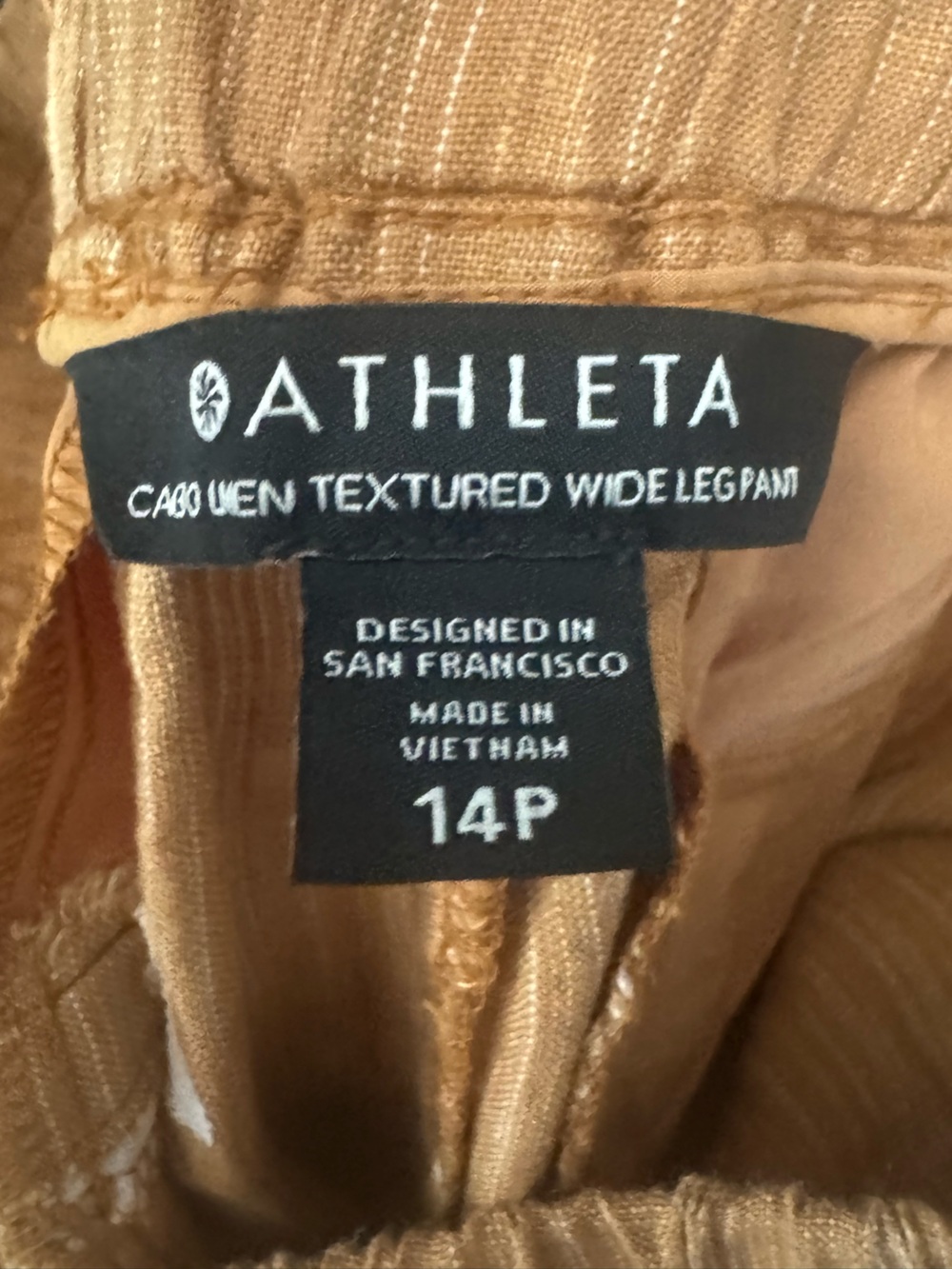 Athleta Cabo Linen Textured Wide Leg Pant 14P - Picture 3 of 5